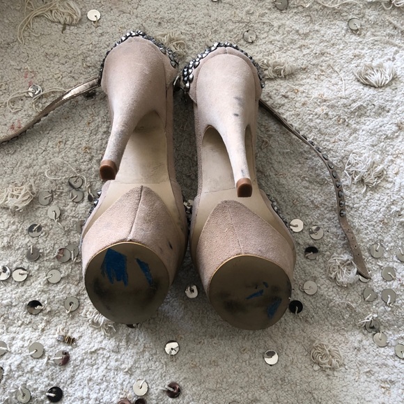 Steve Madden Rhinestone Nude Heels - Picture 5 of 5